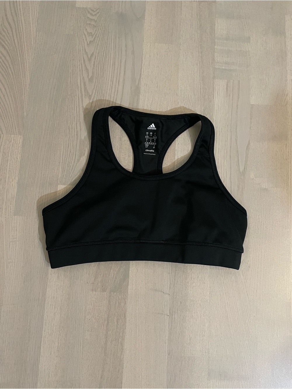Adidas "Climalite" Black Racerback Performance Lightweight Sports Bra